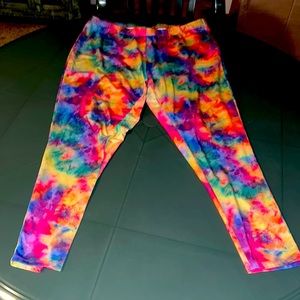 3X Rainbow Colored Tie Dye Leggings